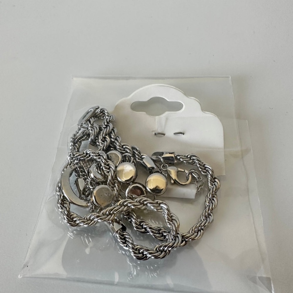 Silver tone necklace with letter D with crystals